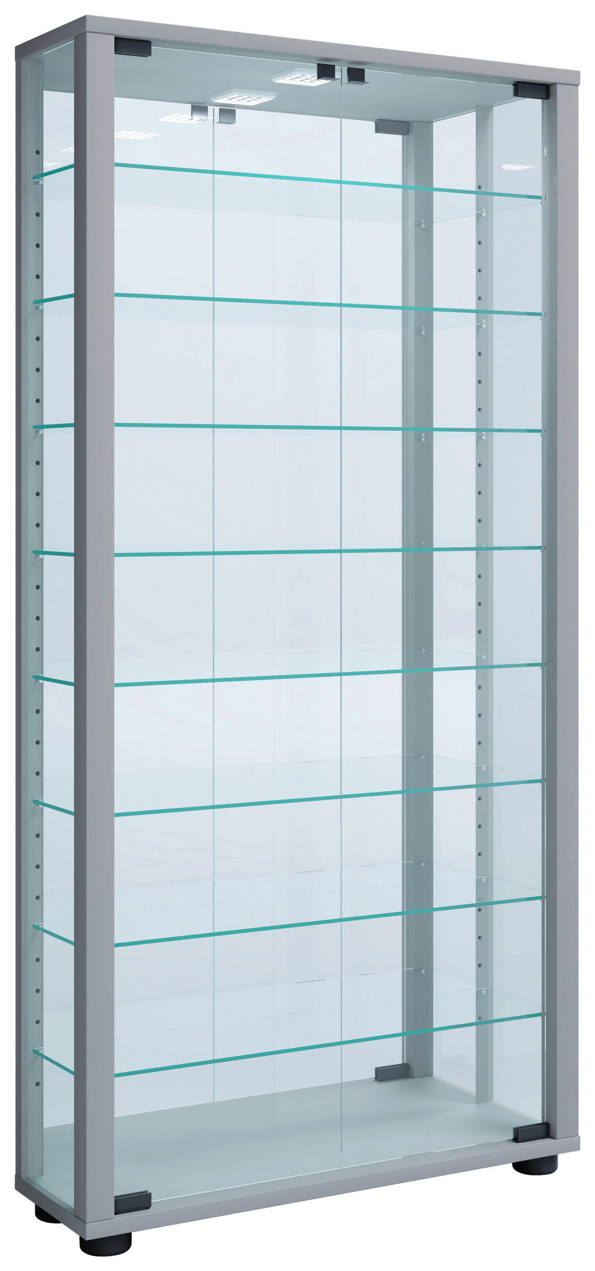 VITRINE in Silberfarben  - Silberfarben/Schwarz, Modern, Glas/Holzwerkstoff (59/114,8/18cm) - MID.YOU