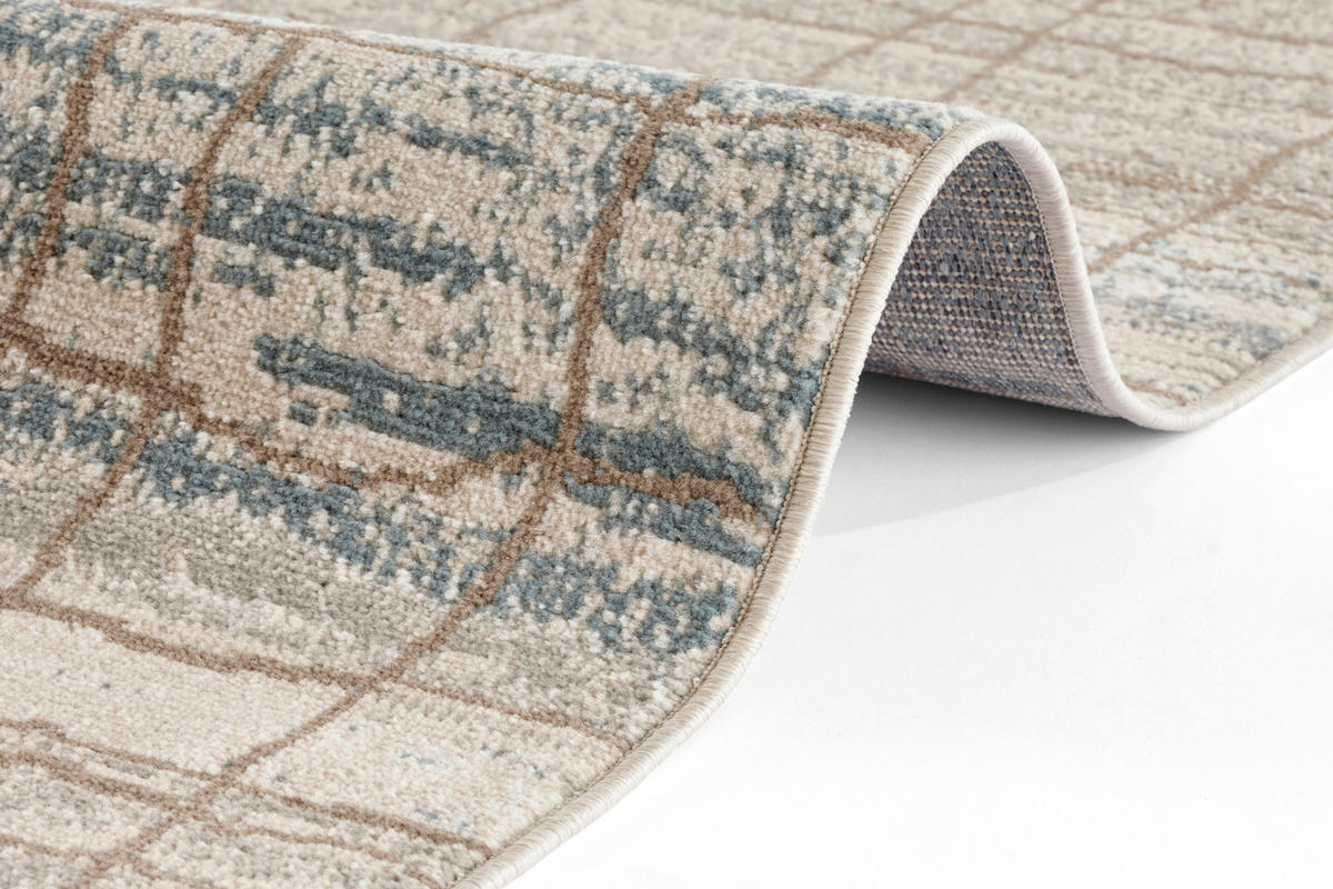 FLACHWEBETEPPICH 160/235 cm Terrain Blau, Creme  - Blau/Creme, Basics, Kunststoff/Textil (160/235cm)