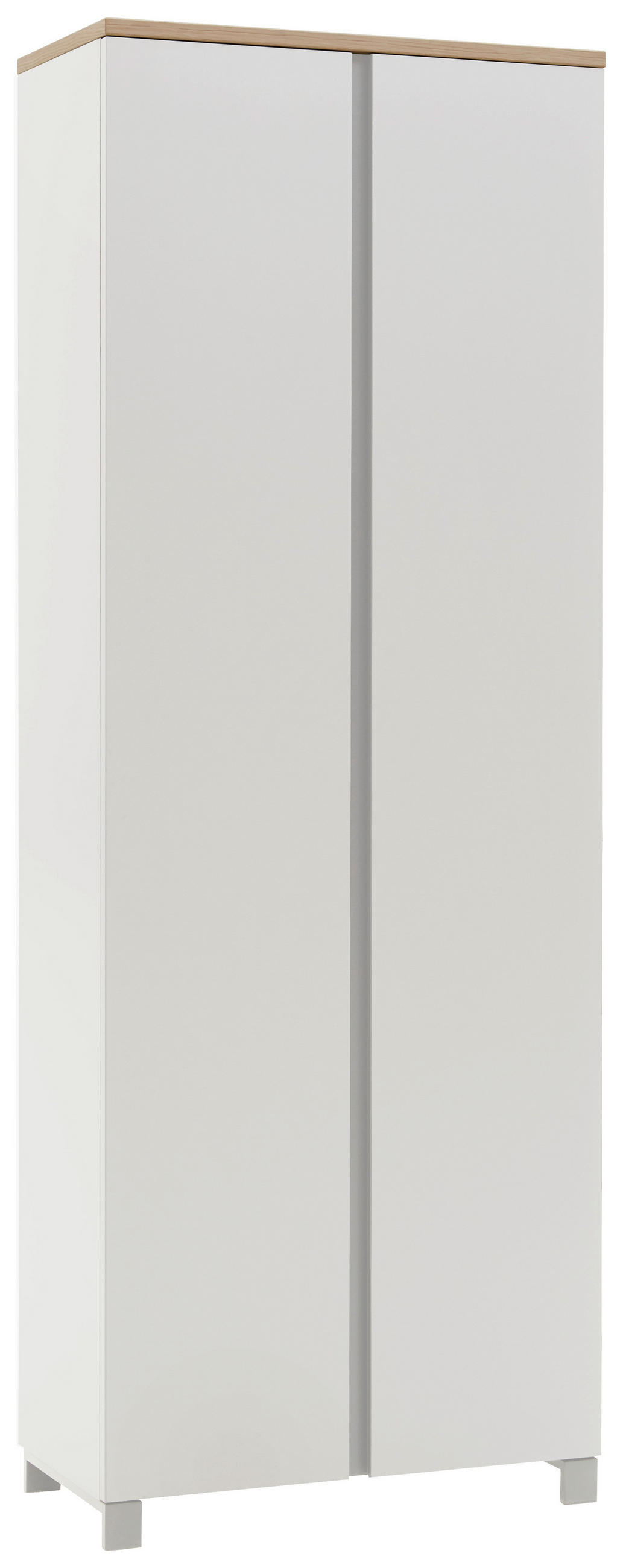 GARDEROBENSCHRANK Balkeneiche furniert Weiß, Eichefarben - Eichefarben/Silberfarben, Design, Holz/Holzwerkstoff (70/193/37cm) - Dieter Knoll
