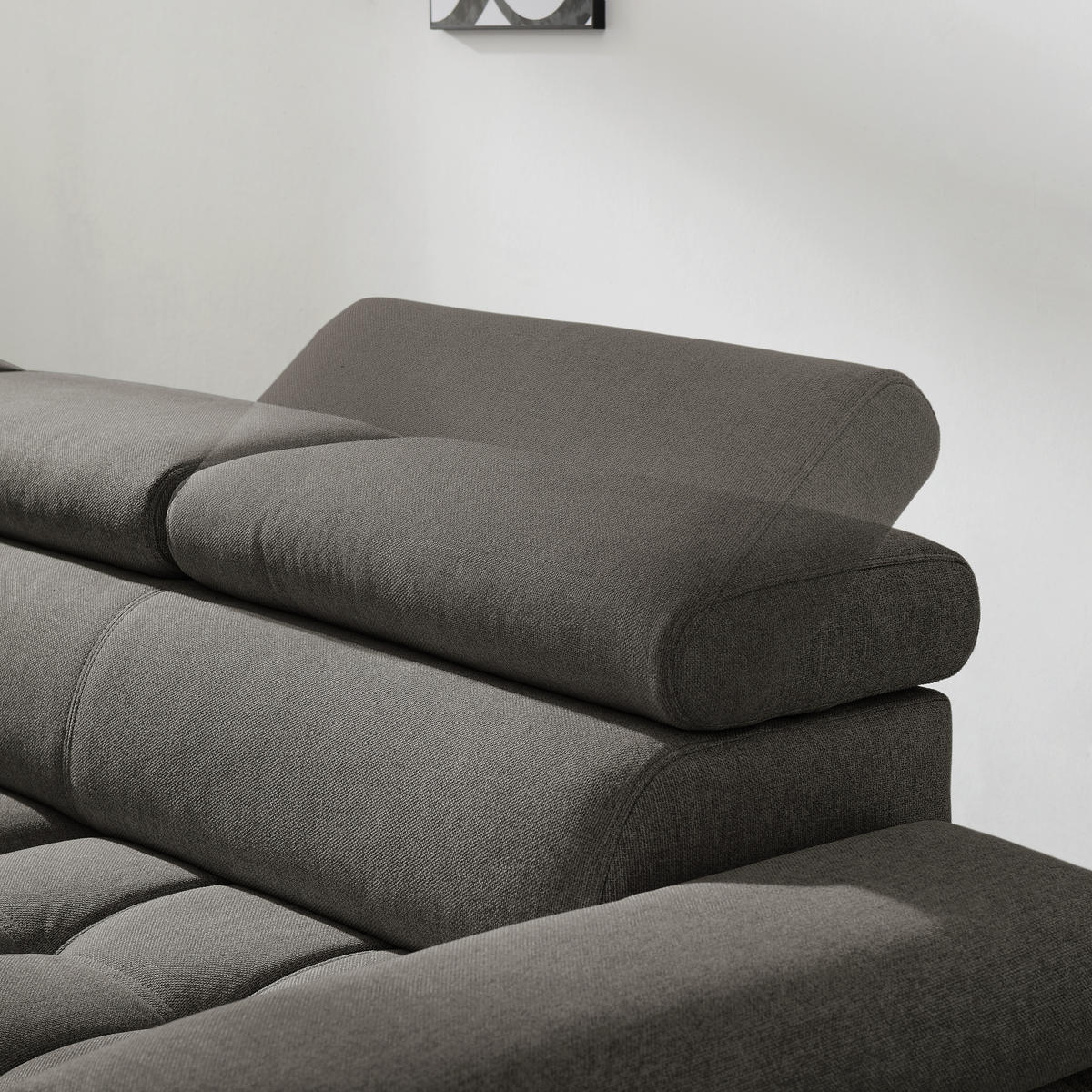 ECKSOFA Dunkelbraun Webstoff  - Dunkelbraun/Schwarz, Design, Textil/Metall (263/223cm) - Welnova