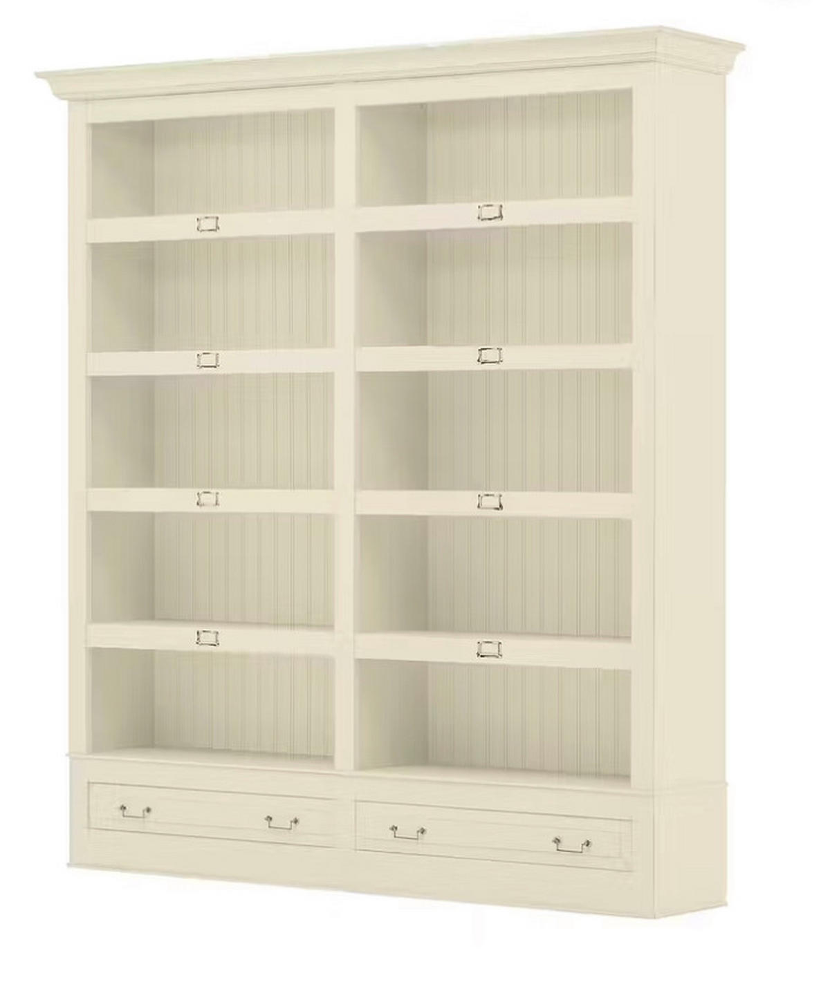 BÜCHERWAND Pinie massiv Weiß  - Bronzefarben/Weiß, LIFESTYLE, Holz/Metall (214/238,5/46,5cm) - Livetastic