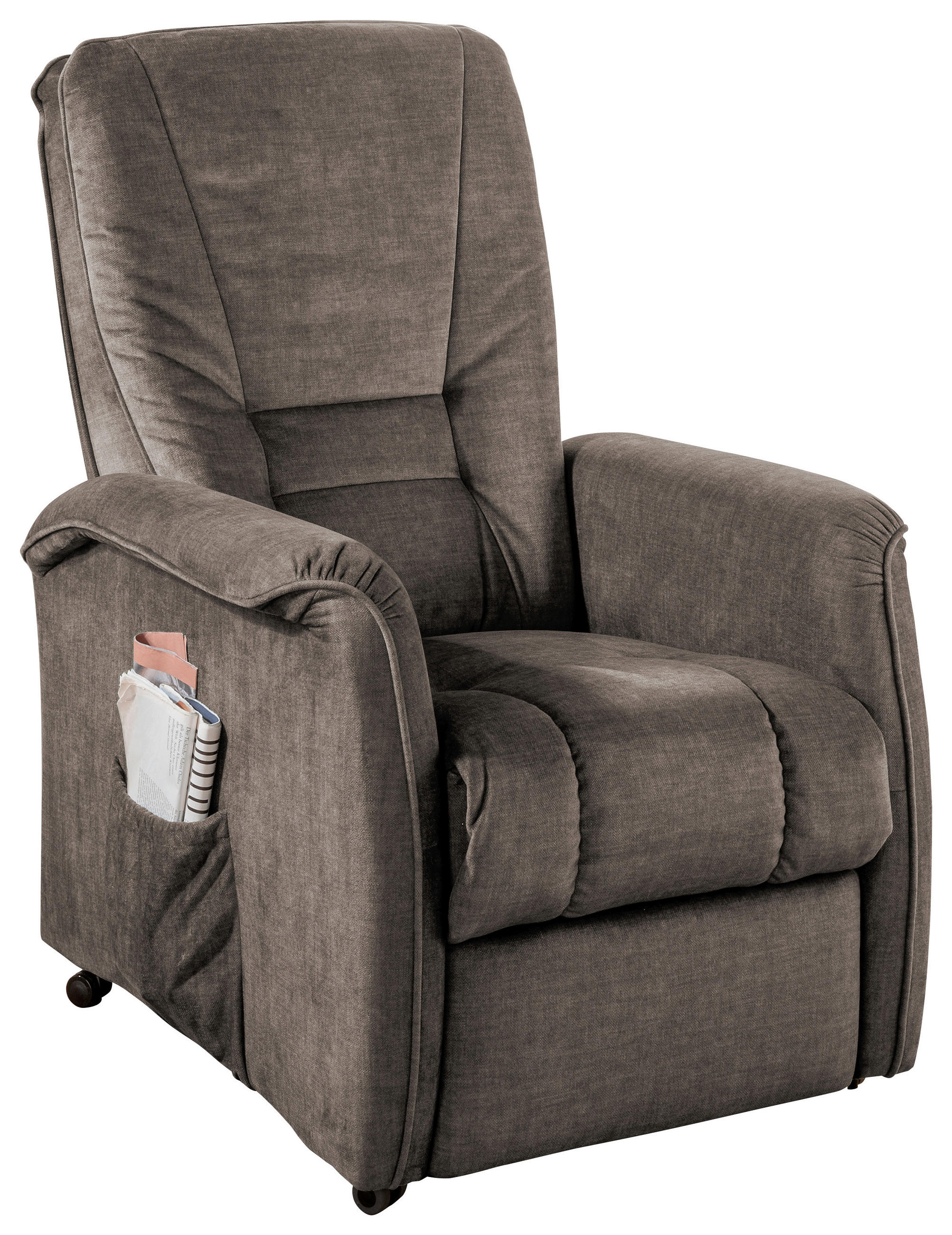 FERNSEHSESSEL in Velours Braun  - Schwarz/Braun, Design, Kunststoff/Textil (77/107/88cm) - Livetastic