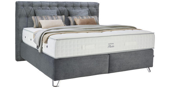 BOXSPRINGBETT 180/200 cm in Dunkelgrau - Dunkelgrau/Silberfarben, KONVENTIONELL, Textil/Metall (180/200cm) - Ambiente