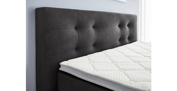 BOXSPRINGBETT 180/200 cm,  in Anthrazit, Topper, Matratzen, H2 + H3 = mittel + fest  - Chromfarben/Anthrazit, KONVENTIONELL, Kunststoff/Textil (180/200cm) - Carryhome