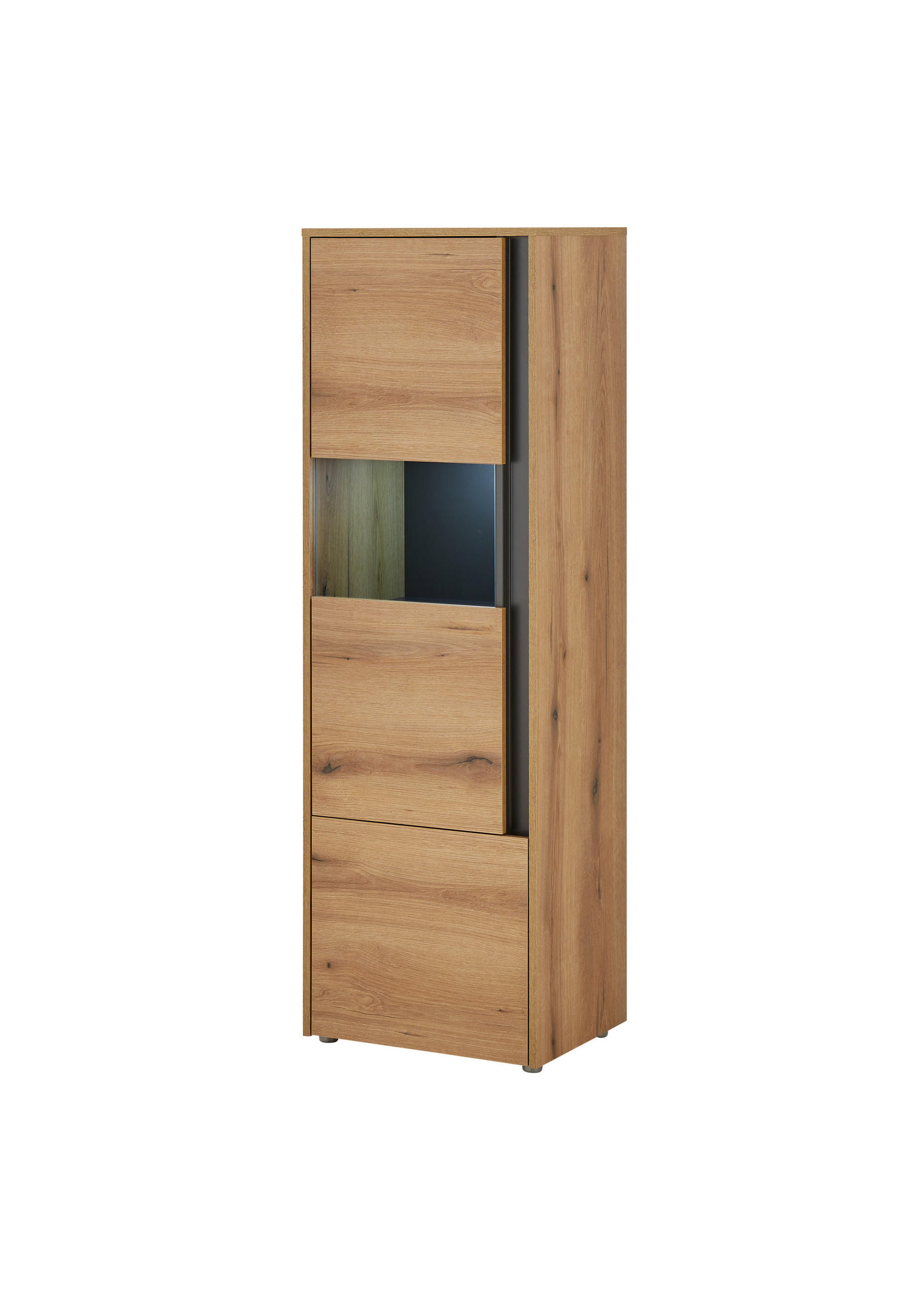 VITRINE  in Anthrazit, Eichefarben  - Eichefarben/Anthrazit, Design, Holzwerkstoff/Kunststoff (50/157/40cm) - Modante