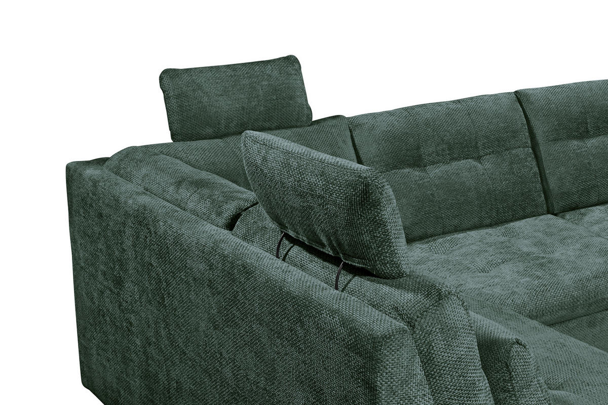 WOHNLANDSCHAFT RONDA Dunkelgrün Webstoff  - Dunkelgrün/Schwarz, Basics, Kunststoff/Textil (218/324/170cm) - Livetastic