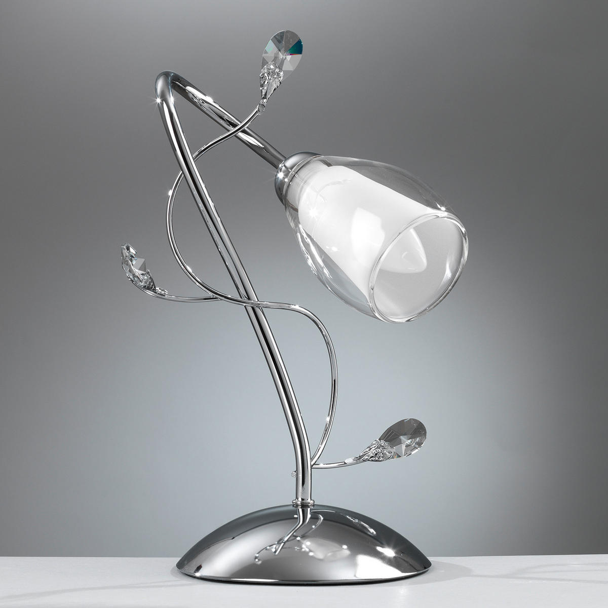 KRISTALL-TISCHLEUCHTE 20/20/30 cm   - Chromfarben/Cappuccino, Basics, Glas/Kunststoff (20/20/30cm)