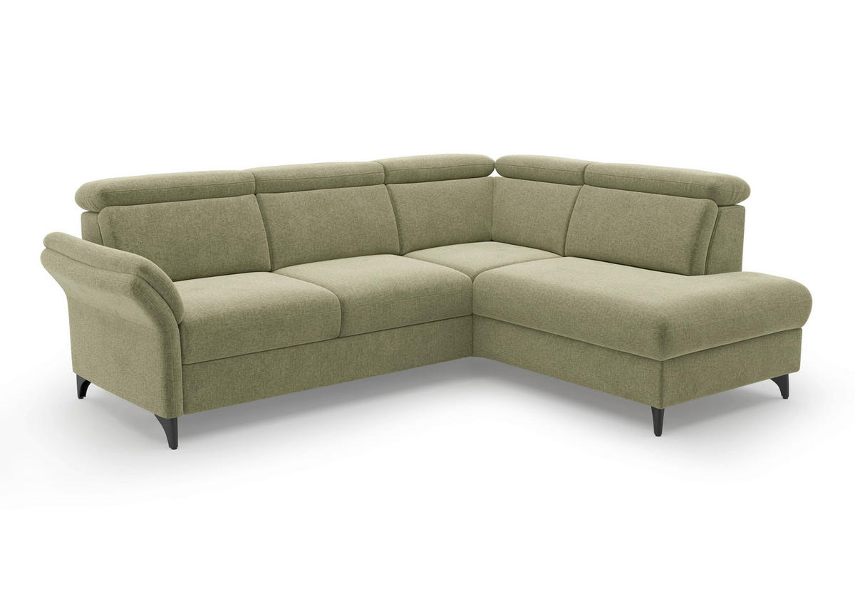 ECKSOFA Flachgewebe Hellgrün  - Schwarz/Hellgrün, Konventionell, Textil/Metall (247/193cm) - Sit & More