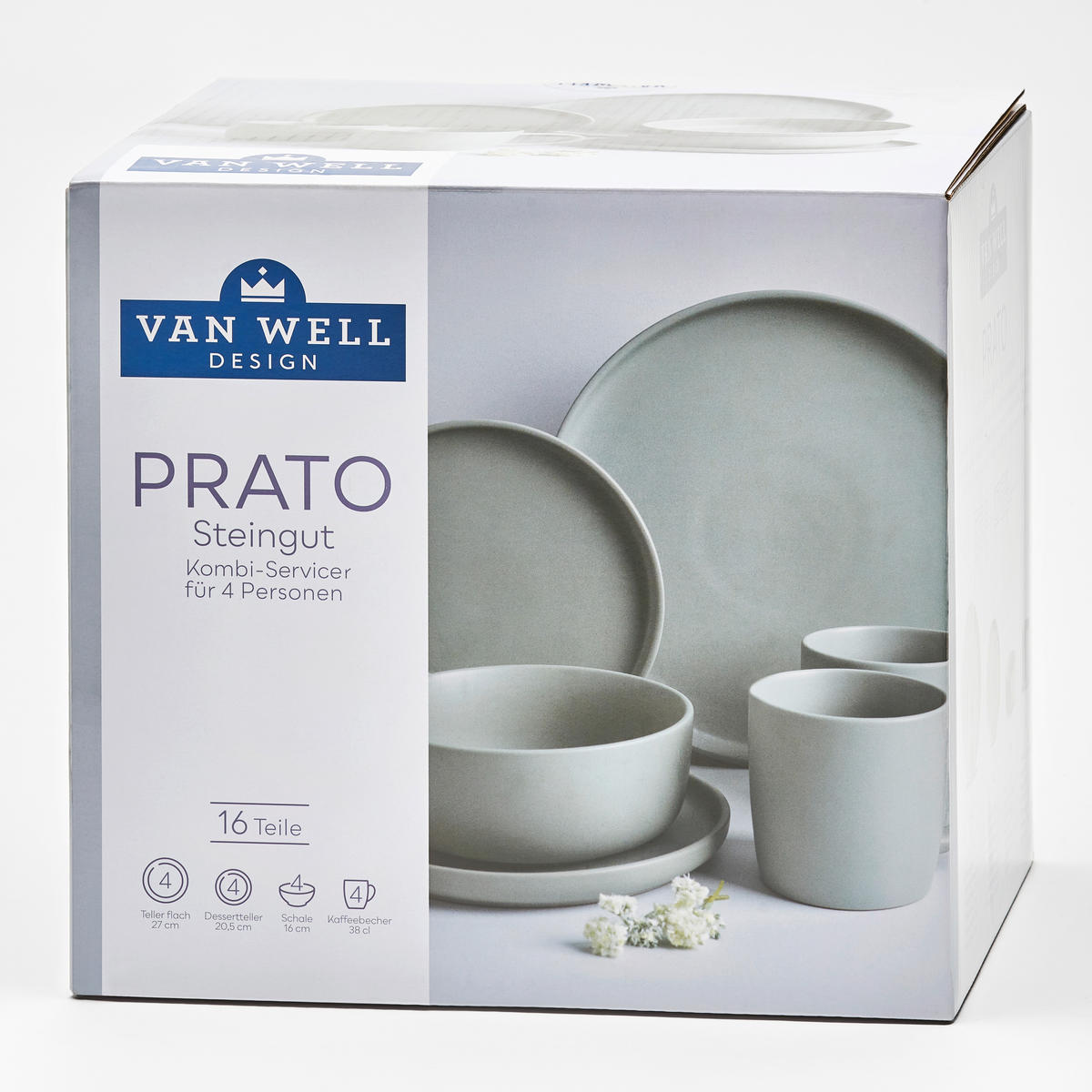 KOMBISERVICE Salbeigrün 16-teilig Prato  - Salbeigrün, KONVENTIONELL, Keramik (30/30/30cm) - Van Well