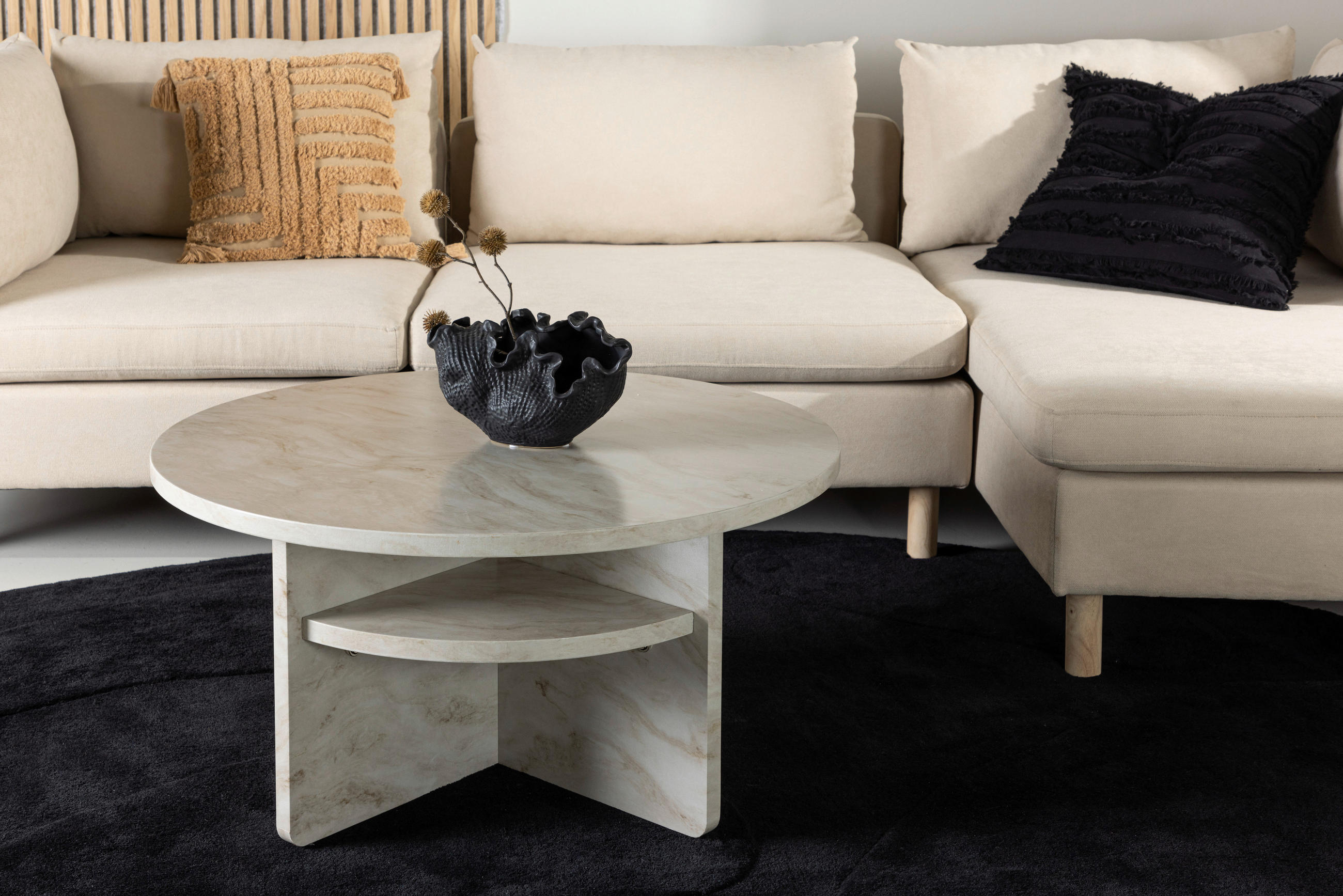 COUCHTISCH 85/85/42 cm rund Beige  - Beige, Design, Holzwerkstoff (85/85/42cm) - Livetastic