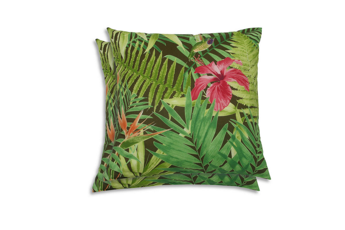 ZIERKISSENSET 2-teilig 48/48 cm  - Dunkelgrün/Hellgrün, Basics, Textil (48/48cm)