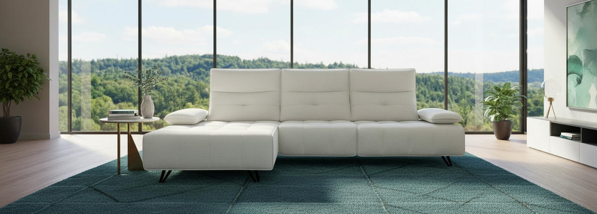 ECKSOFA Creme Chenille  - Creme/Schwarz, Design, Kunststoff/Textil (162/314cm) - Livetastic