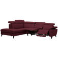 ECKSOFA in Echtleder Weinrot  239/285 cm  - Weinrot/Schwarz, Design, Leder/Metall (239/285cm) - Cantus