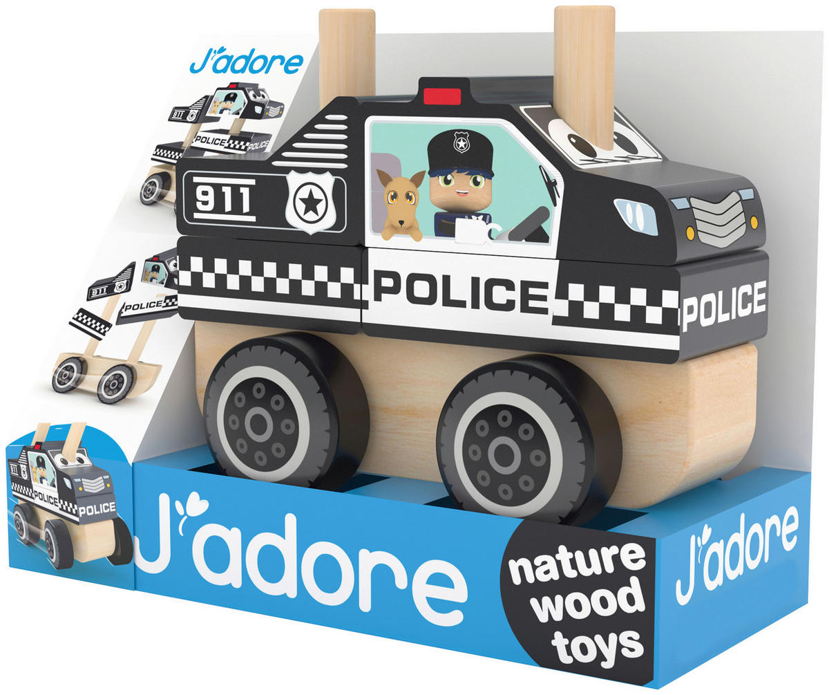 POLICEJNÍ VŮZ - vícebarevná, Basics, kov/dřevo (12/6/10cm)