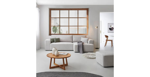 ECKSOFA in Plüsch Grau  - Blaugrau/Schwarz, Design, Kunststoff/Textil (288/152cm) - Xora