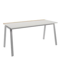 ÍRÓASZTAL  - világosszürke/hickory, Modern, faalapú anyag/fém (160/75/75cm) - Novel