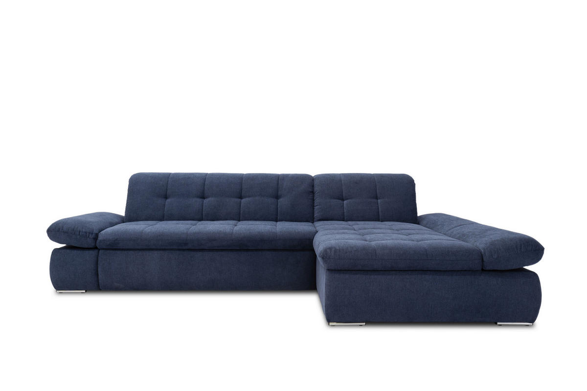 ECKSOFA in Mikrofaser Dunkelblau  300/172 cm  - Chromfarben/Dunkelblau, KONVENTIONELL, Textil/Metall (300/172cm) - MID.YOU