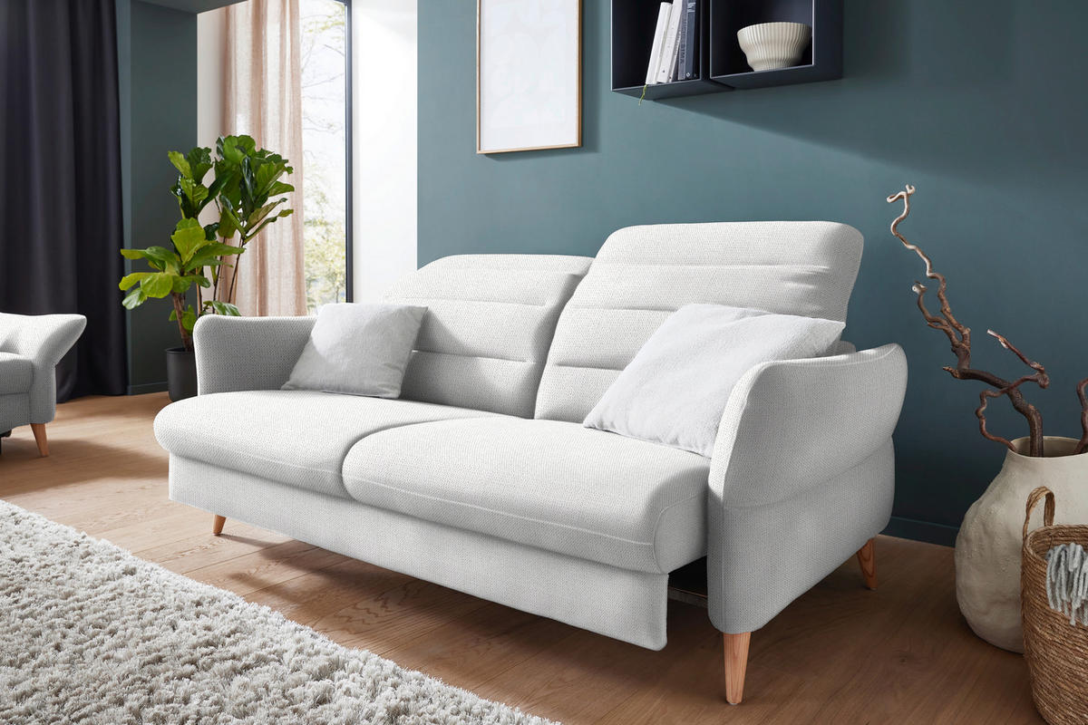 2-SITZER-SOFA in Webstoff Weiß  - Eiche Bianco/Weiß, Design, Holz/Textil (192-220/85-106/98-112cm) - Dieter Knoll
