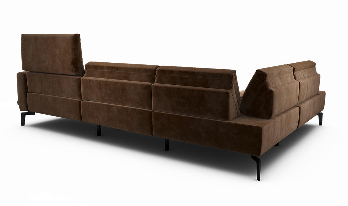 ECKSOFA Cosy Braun Samt  - Schwarz/Braun, Design, Textil/Metall (213/296cm) - SENSOO