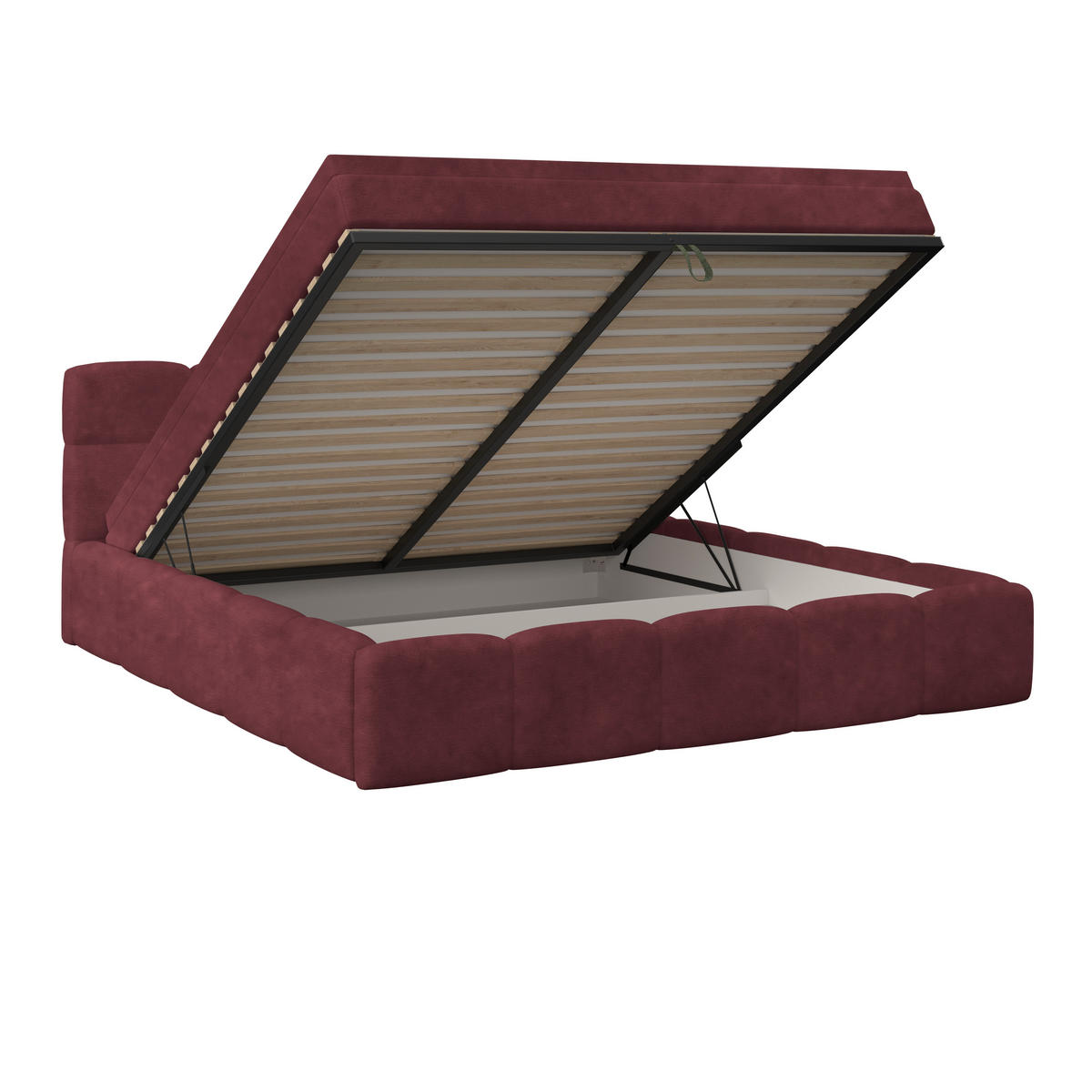 POLSTERBETT 160/200 cm,  in Bordeaux, Matratze, Bettkasten, H3 = fest  - Bordeaux/Schwarz, Trend, Kunststoff/Textil (160/200cm)