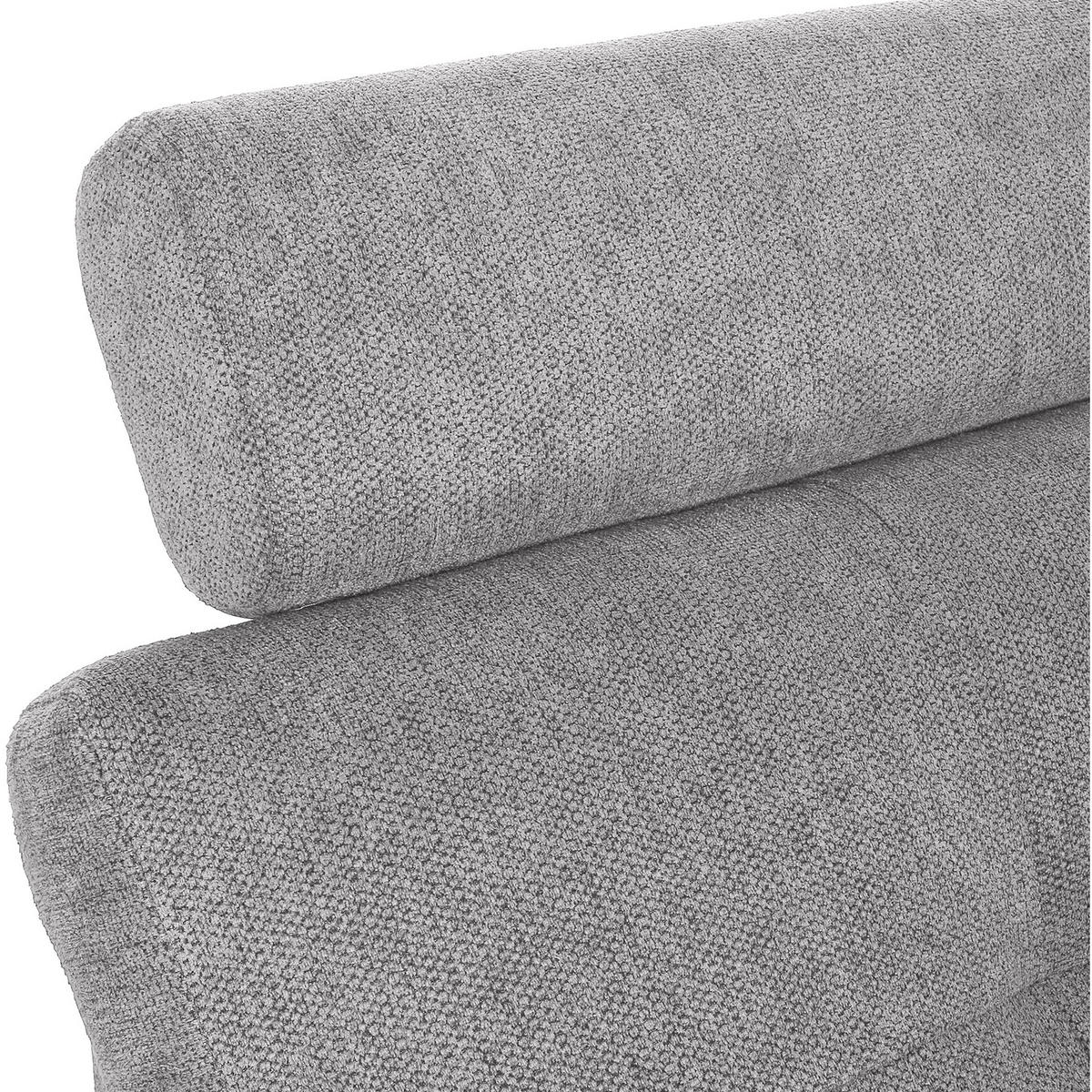 WOHNLANDSCHAFT in Flachgewebe Hellgrau  - Chromfarben/Hellgrau, Konventionell, Kunststoff/Textil (180/338/217cm) - Hom`in