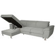 ECKSOFA inkl. Funktionen in Cord Grau  - Silberfarben/Grau, Design, Textil/Metall (167/250cm) - Xora