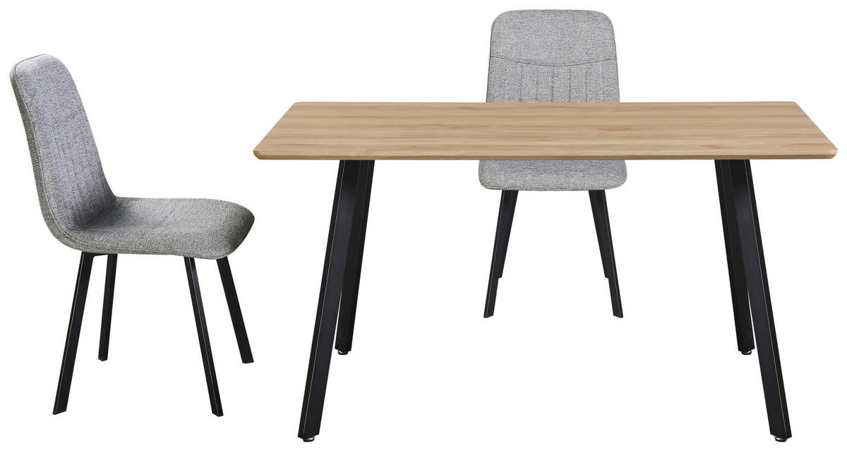 TISCHGRUPPE Weiß, Hellgrau  - Hellgrau/Weiß, KONVENTIONELL, Textil/Metall (140/46/75/88/80/57cm) - MID.YOU