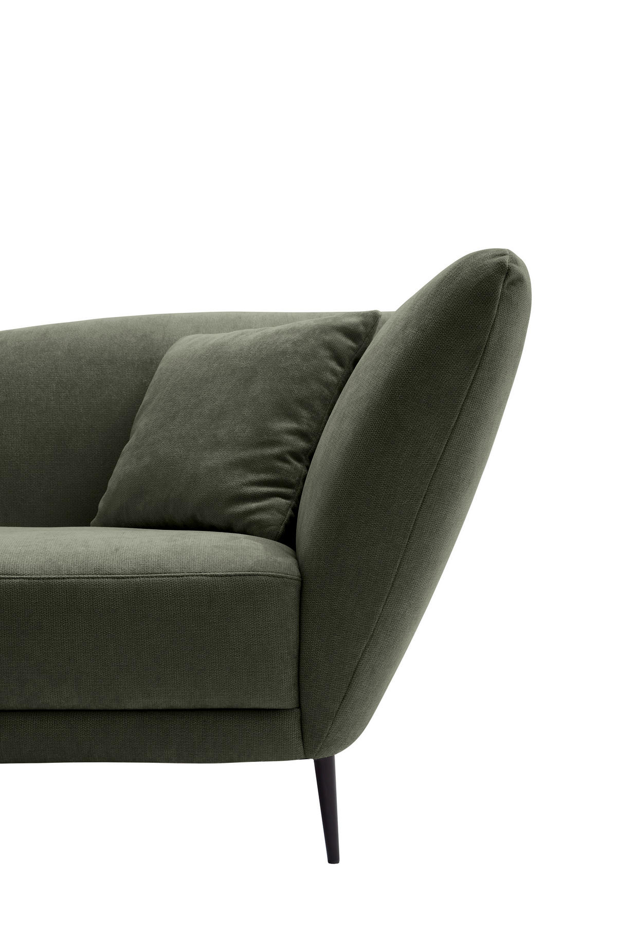 RÉCAMIERE Olivgrün Chenille Zierkissen, Rücken echt  - Schwarz/Olivgrün, KONVENTIONELL, Textil/Metall (224/70/97cm) - Hom`in