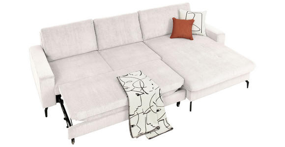 ECKSOFA in Cord Hellgrau - Hellgrau/Schwarz, Design, Textil/Metall (302/180cm) - Venda