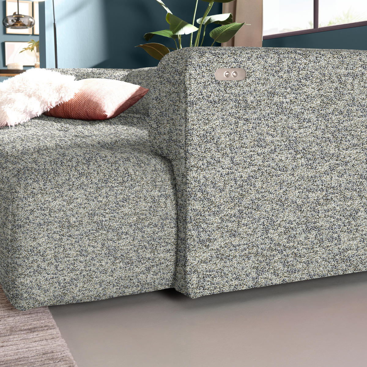 ECKSOFA Webstoff Greige  - Greige/Schwarz, Design, Kunststoff/Textil (188/288cm) - Welnova
