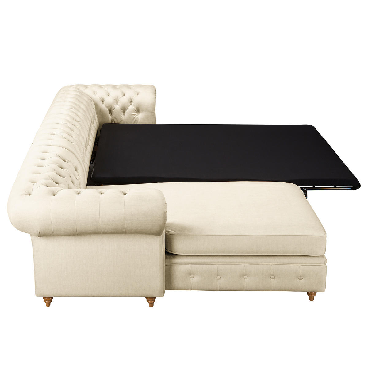 ECKSOFA Laura in Mikrofaser Creme  182/284 cm  - Creme/Braun, Design, Holz/Textil (182/284cm) - P & B