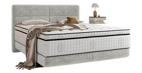 BOXSPRINGBETT 180/200 cm in Hellgrau - Hellgrau/Schwarz, KONVENTIONELL, Holz/Textil (180/200cm) - Esposa