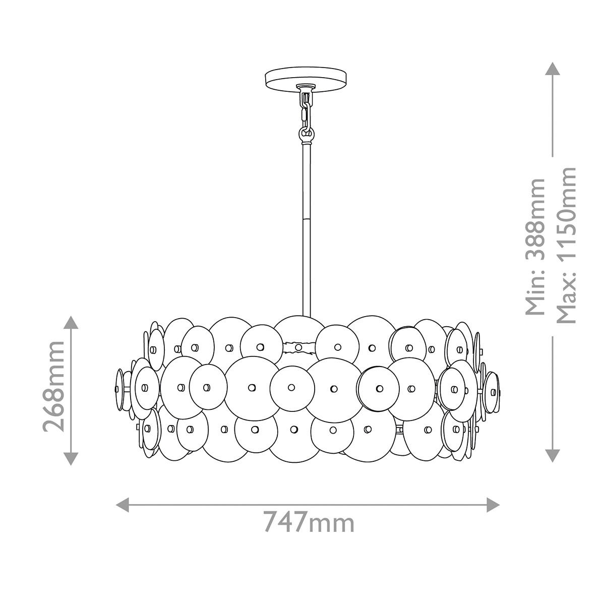LUSTER       Rene  - boje mjeda, Konvencionalno, staklo/metal (38,8/74,7/74,7cm) - Elstead Lighting