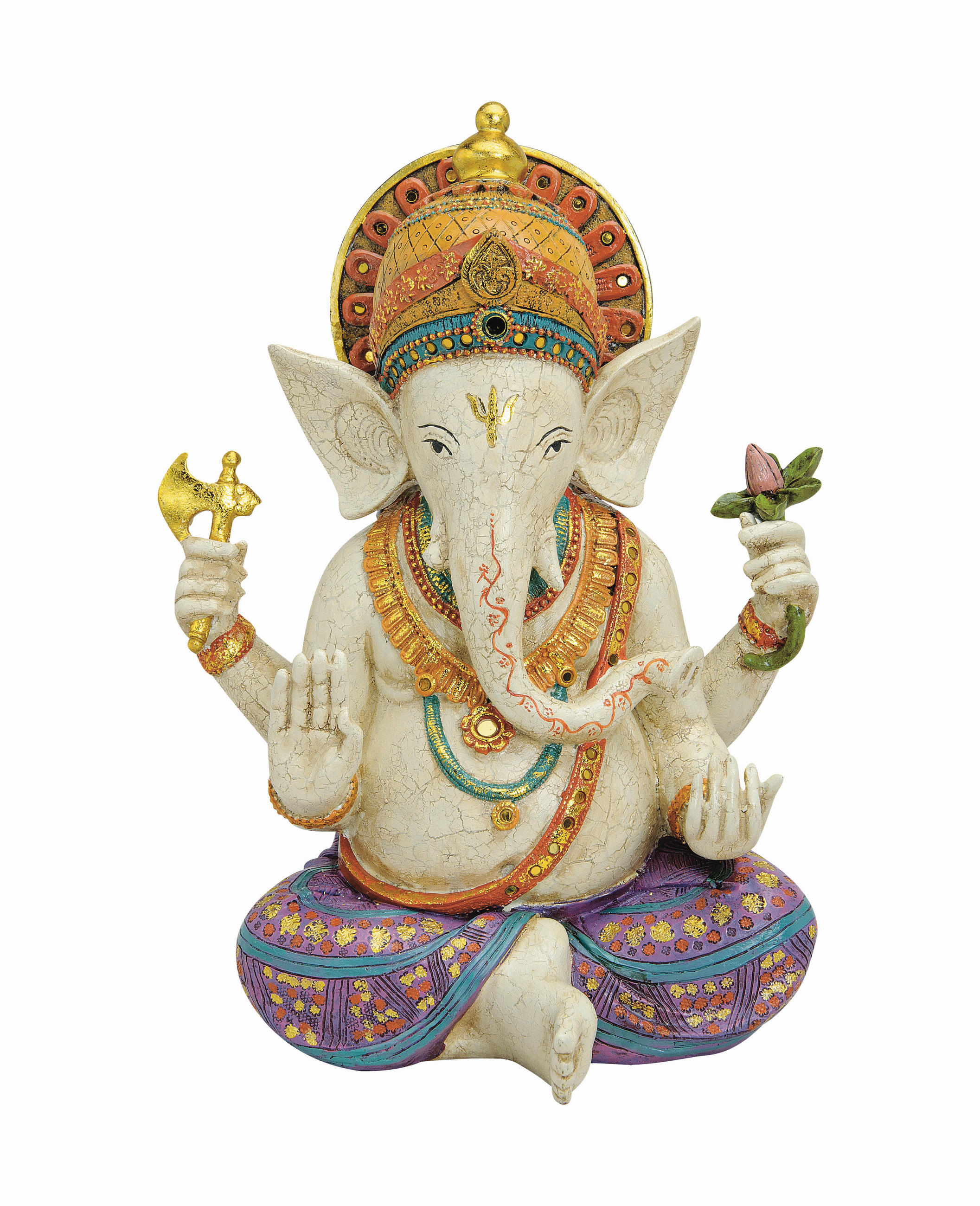 XXXLutz Ganesha Lila, Weiß, Gold 30x40x16 cm