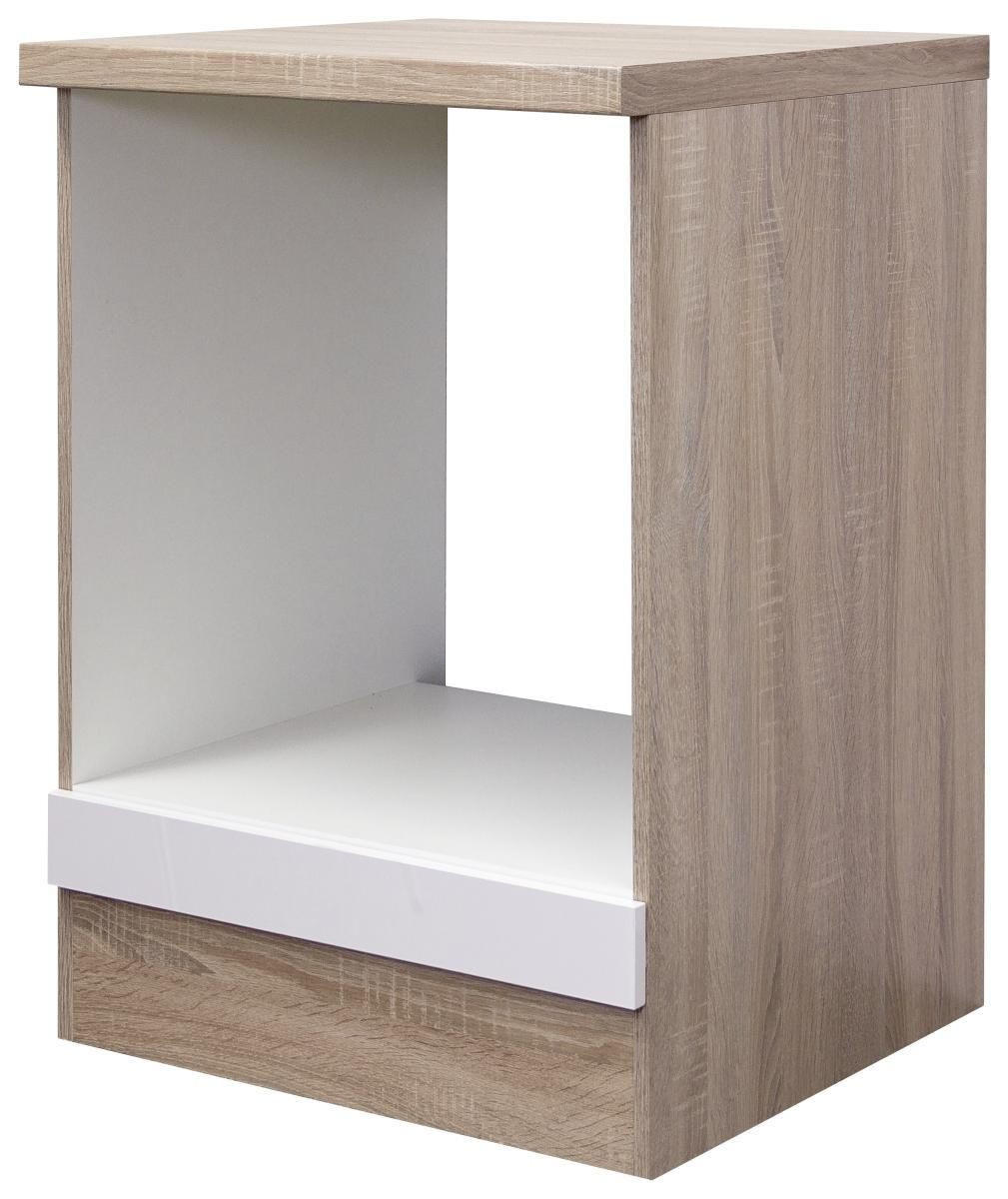HERDUMBAUSCHRANK 60/86/60 cm  in Sonoma Eiche, Weiß Hochglanz  - Weiß Hochglanz/Sonoma Eiche, MODERN, Holzwerkstoff (60/86/60cm) - FlexWell