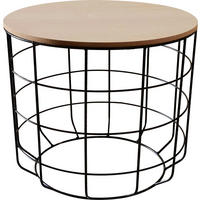 POMOĆNI STOČIĆ   - prirodna boja/crna, Dizajnerski, metal/pločasti materijal (40/36cm) - Ambia Home