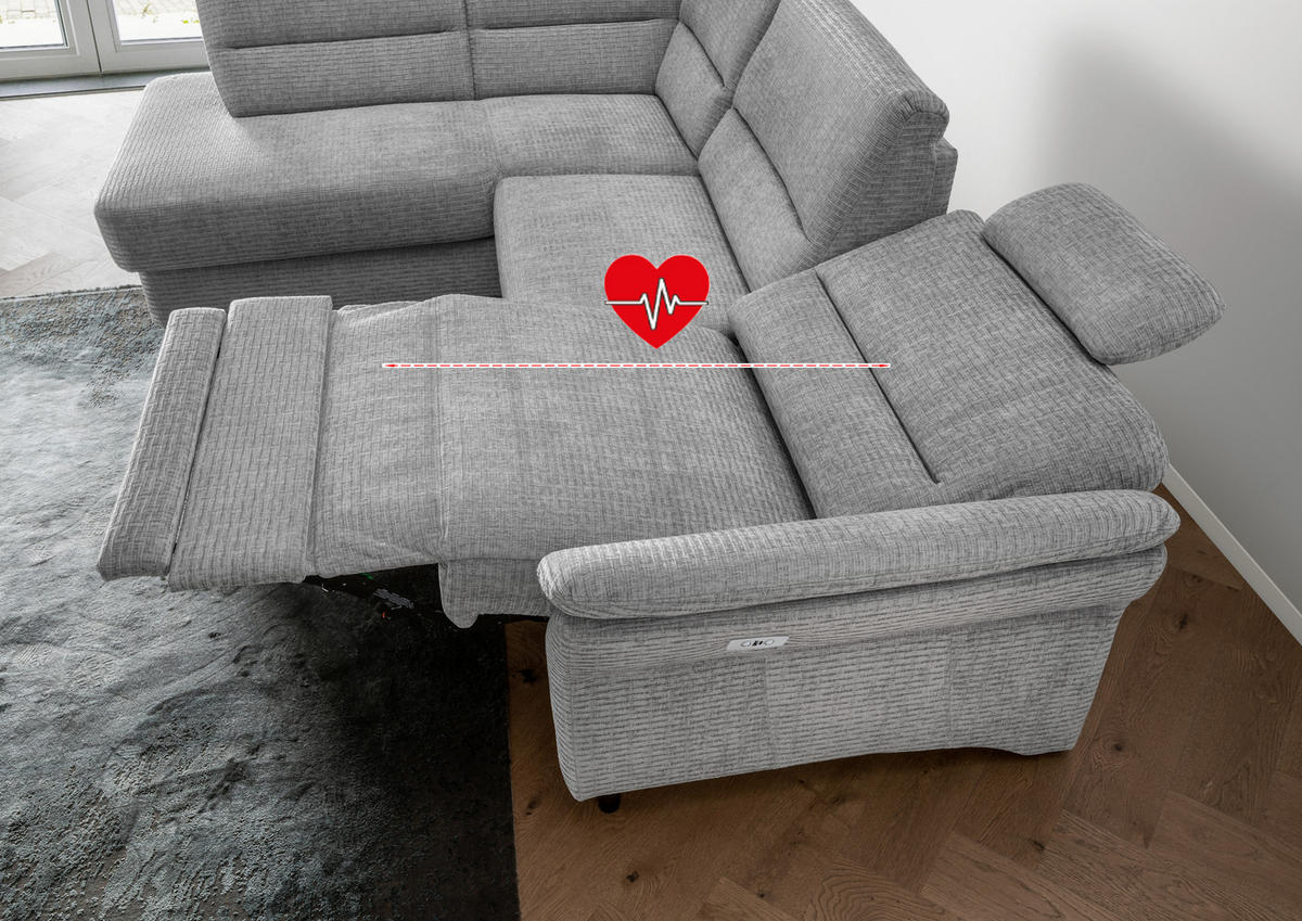 ECKSOFA in Mikrofaser Grau  - Weiss/Schwarz, Modern, Holz/Textil (190/266cm) - Livetastic