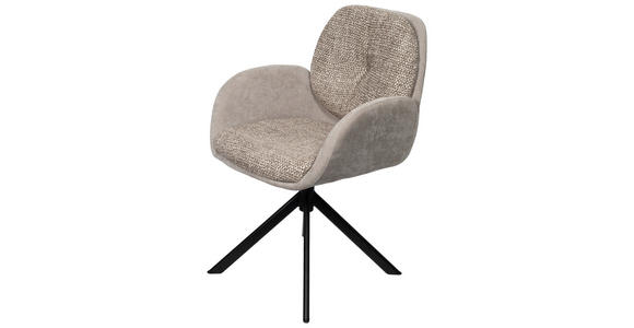 ARMLEHNSTUHL  in Eisen Webstoff  - Greige/Schwarz, Design, Textil/Metall (59/90/64cm) - Linea Natura