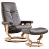 SESSELSET CITY Echtleder Relaxfunktion, Hocker    - Eichefarben/Braun, KONVENTIONELL, Leder/Holz (76/109/76cm) - Stressless