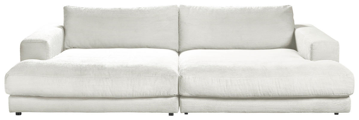 MEGASOFA Cord Weiß  - Schwarz/Weiß, Design, Kunststoff/Textil (290/86/170cm) - Pure Home Lifestyle