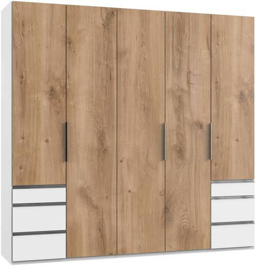 DREHTÜRENSCHRANK 250/236/58 cm 5-türig Weiß, Eichefarben  - Chromfarben/Eichefarben, MODERN, Holzwerkstoff (250/236/58cm) - MID.YOU