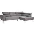 ECKSOFA in Feincord Anthrazit  280/205 cm  - Anthrazit/Schwarz, Design, Textil/Metall (280/205cm) - Xora
