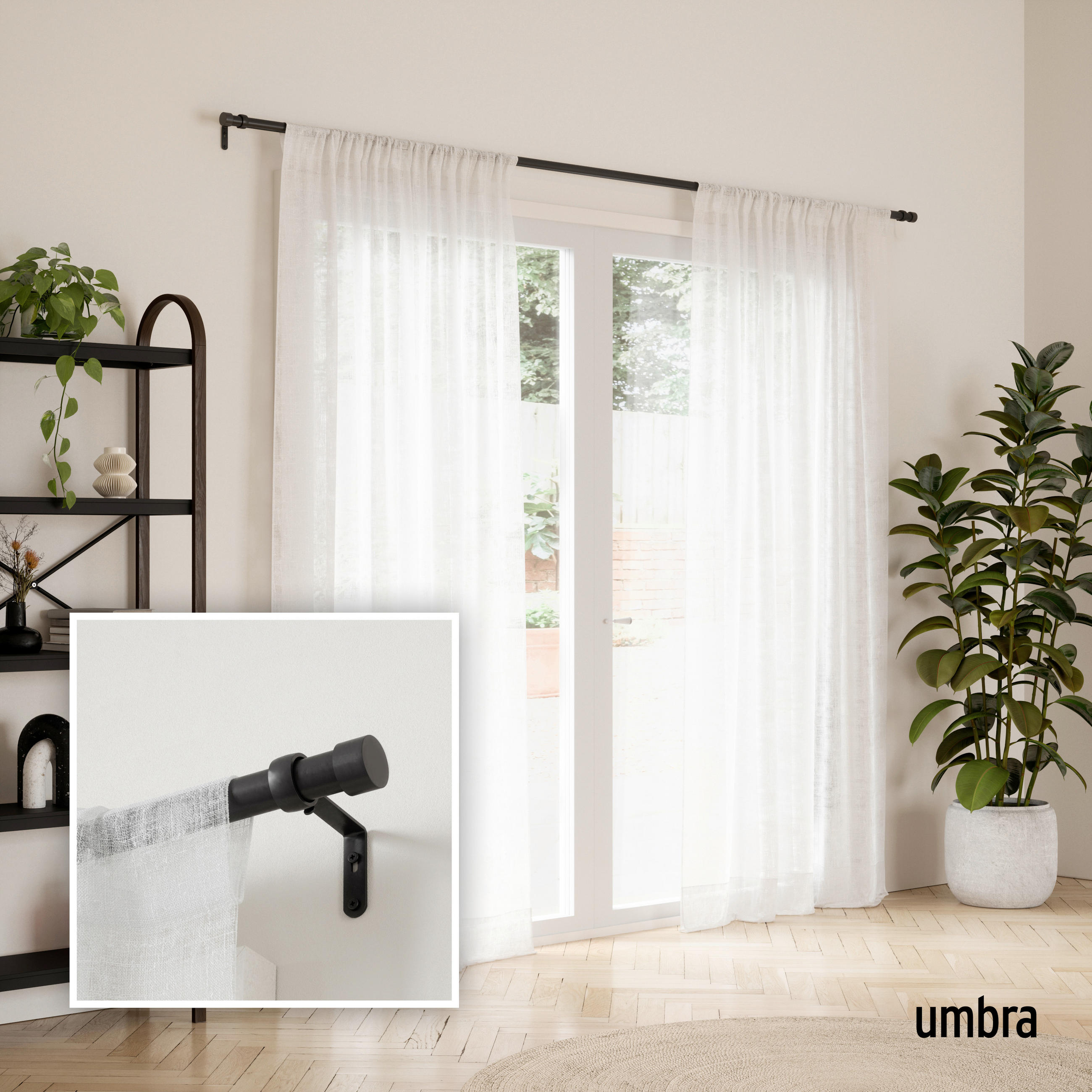 VORHANGSTANGENSET 91-168 cm  - Schwarz, KONVENTIONELL, Kunststoff/Metall (91-168cm) - Umbra