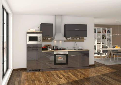 KÜCHENBLOCK 270 cm in Anthrazit - Eichefarben/Anthrazit, MODERN, Holzwerkstoff (270cm) - Held