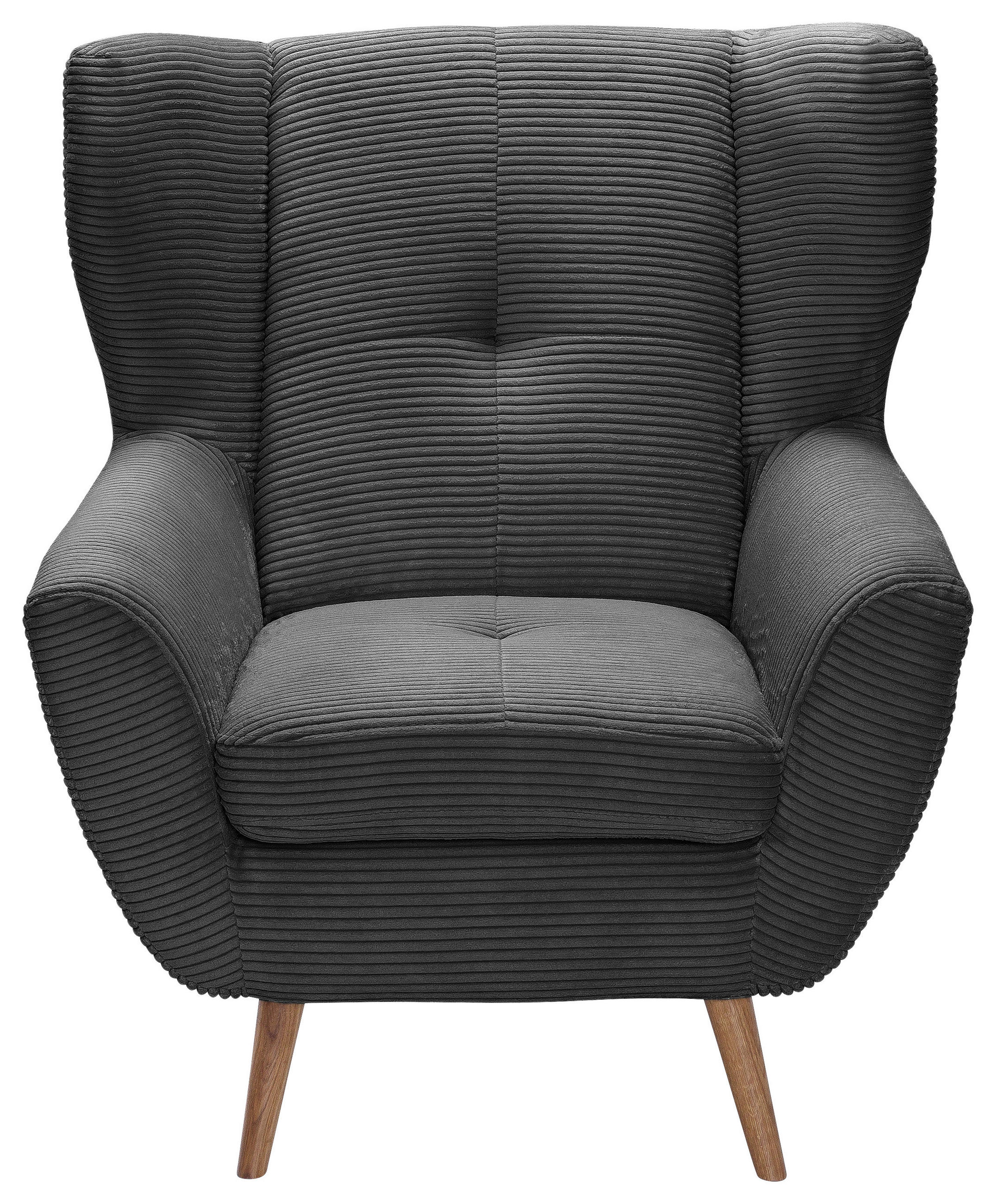 OHRENSESSEL Cord Anthrazit  - Eichefarben/Anthrazit, Design, Holz/Textil (90/102/90cm) - Stylife