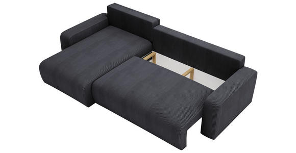 ECKSOFA in Cord Graphitfarben  - Schwarz/Graphitfarben, MODERN, Kunststoff/Textil (150/245cm) - Carryhome