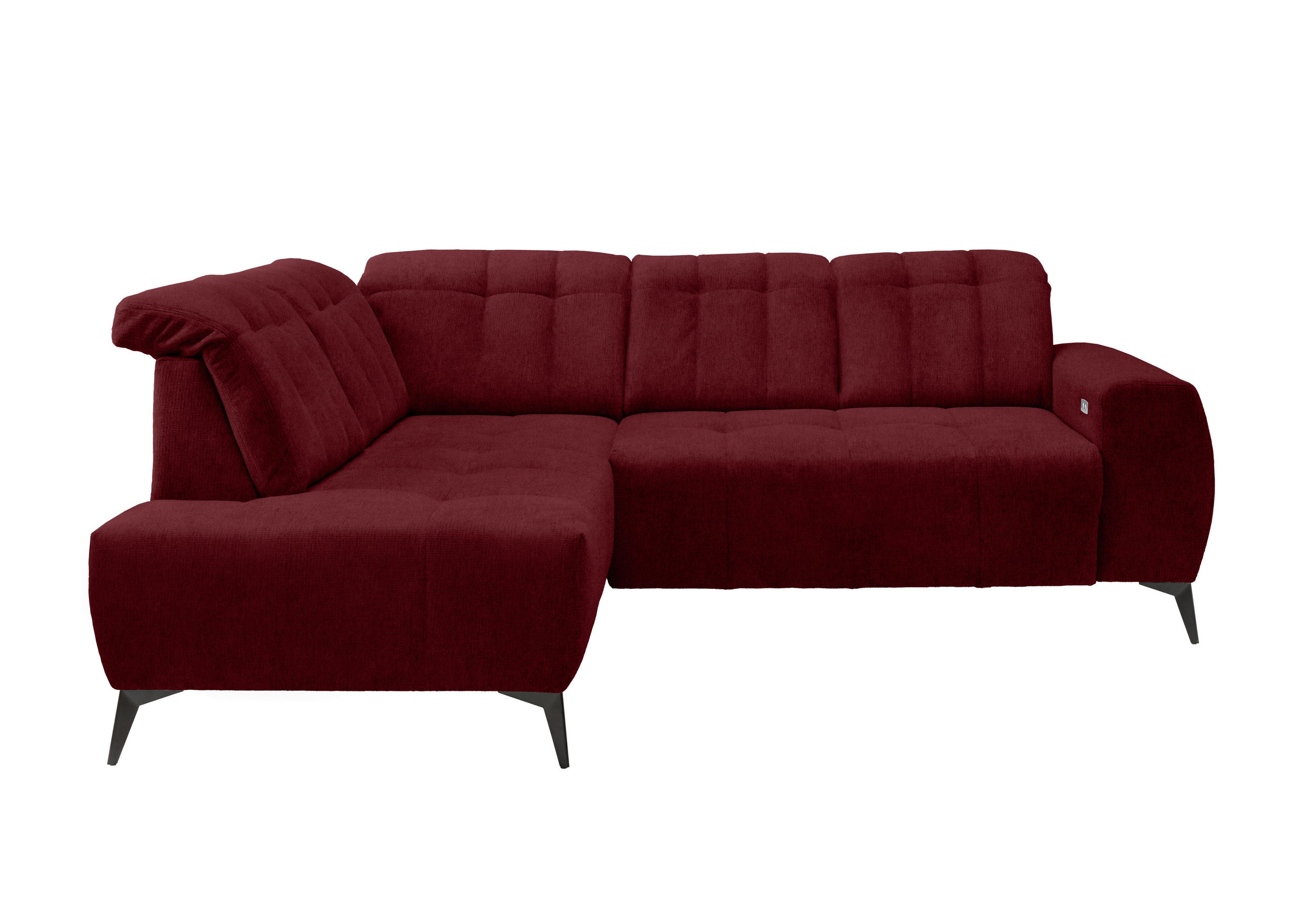 ECKSOFA in Mikrofaser Bordeaux - Bordeaux/Schwarz, Modern, Textil/Metall (200/261cm) - Livetastic