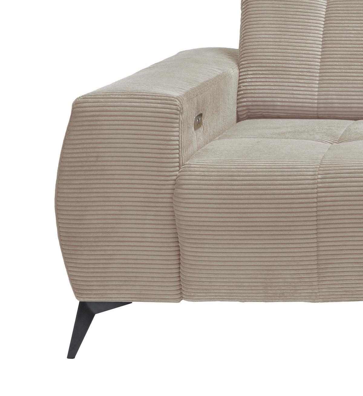 ECKSOFA in Cord Beige  258/180 cm  - Beige/Schwarz, MODERN, Textil/Metall (258/180cm) - Livetastic