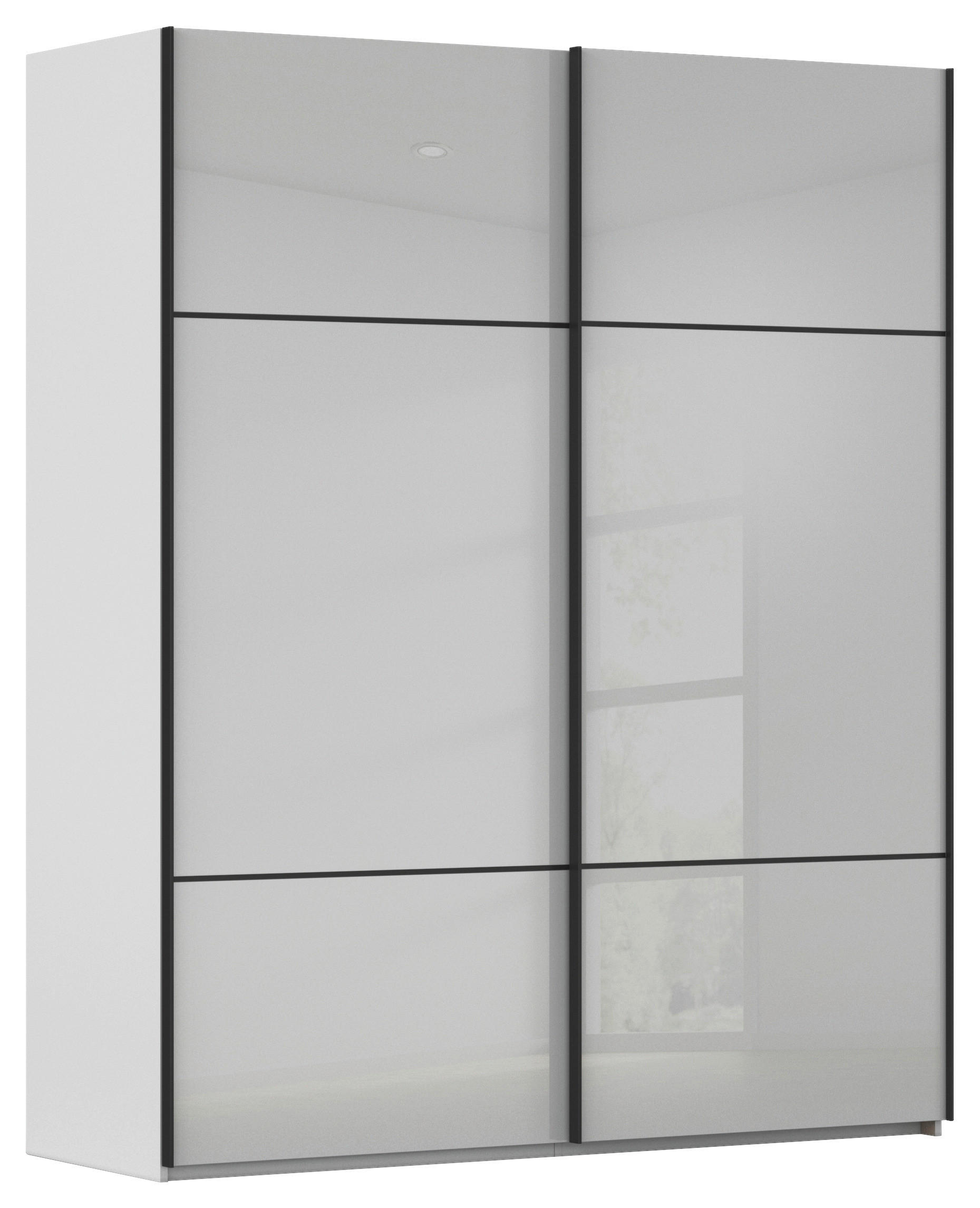 SCHWEBETÜRENSCHRANK 162/223/68 cm 2-türig Grau  - Schwarz/Grau, KONVENTIONELL, Glas/Holzwerkstoff (162/223/68cm) - Novel