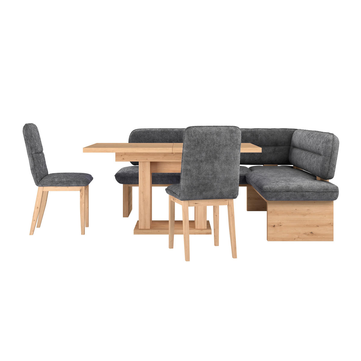 ECKBANK 192/170 cm Webstoff Schwarz Eiche Sperrholz   - Eichefarben/Schwarz, KONVENTIONELL, Holz/Textil (192/170cm) - James Wood